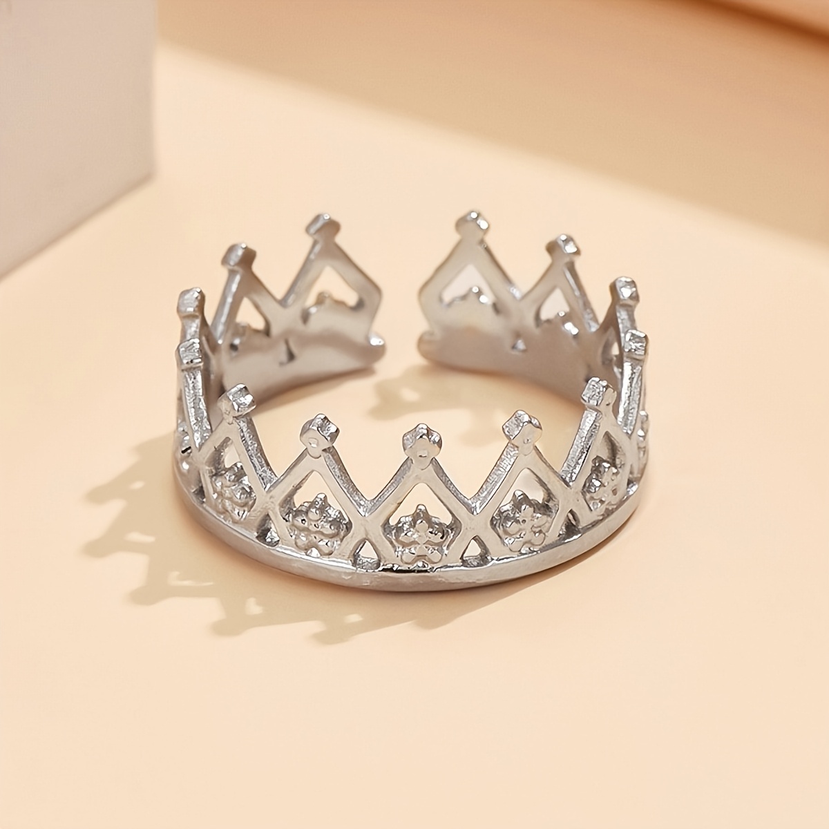 Stylish Minimalist Crown Stainless Steel Open Ring
